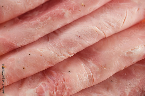 Fresh sliced ham close up