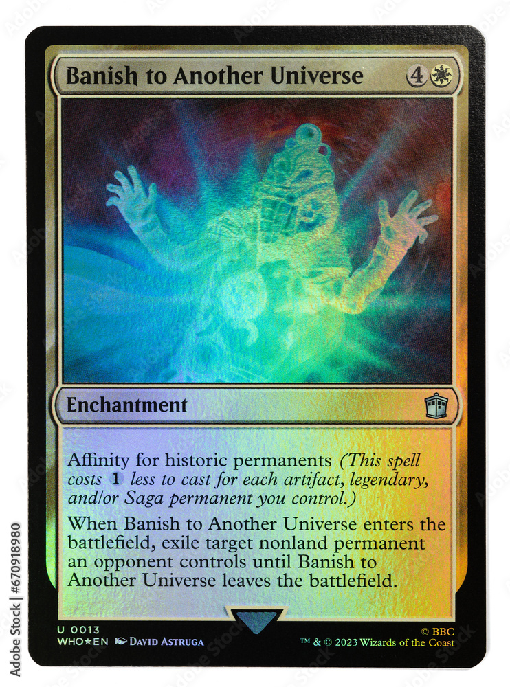 Hamburg, Germany 10312023 detail photo of the english Magic The Gathering card called Banish