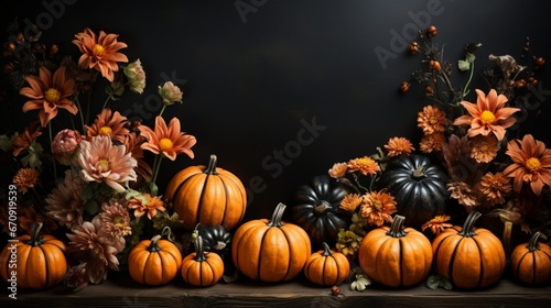halloween pumpkin and pumpkins with copy space text. Generated in AI