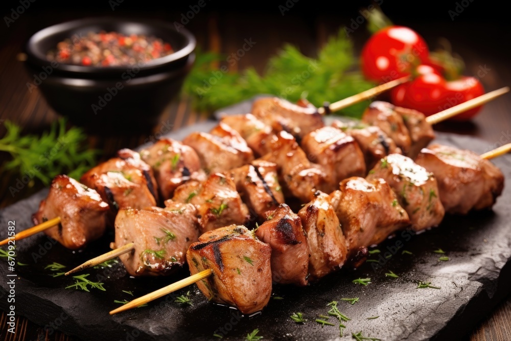pork skewers in a thick black pepper marinade pork skewers in a thick black pepper marinade
