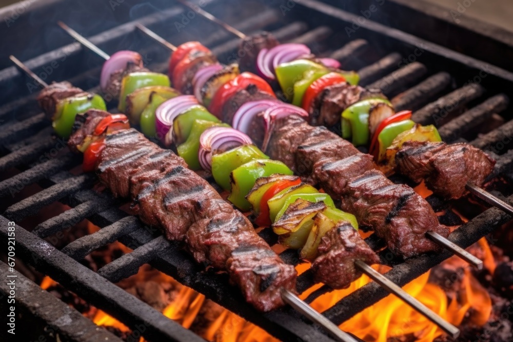 persian joojeh kabab on a traditional iranian mangal grill