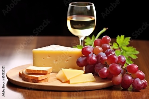 smoked cheese slices paired with red grapes