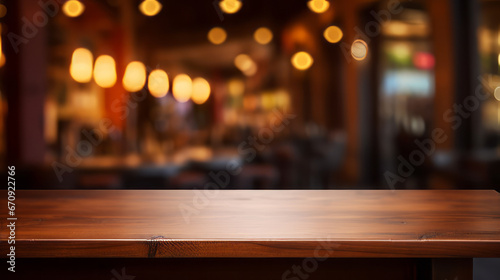 Empty tabletop podium in a restaurant at evening time