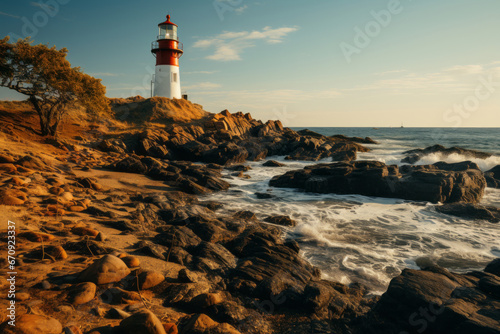 Image of a lighthouse, beautiful sea waters