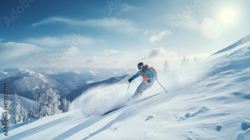 Man skiing on a snowy mountain