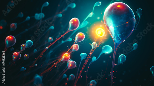 a microscopic view of sperm cells in intense motion, symbolizing the complex world of male infertility