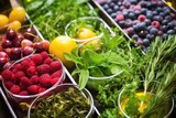 fresh fruits and herbs used in flavoring liqueurs