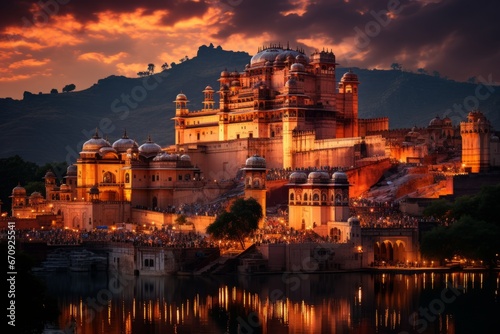  Stunning view of the Amber Fort in Jaipur, India, Generative AI photo