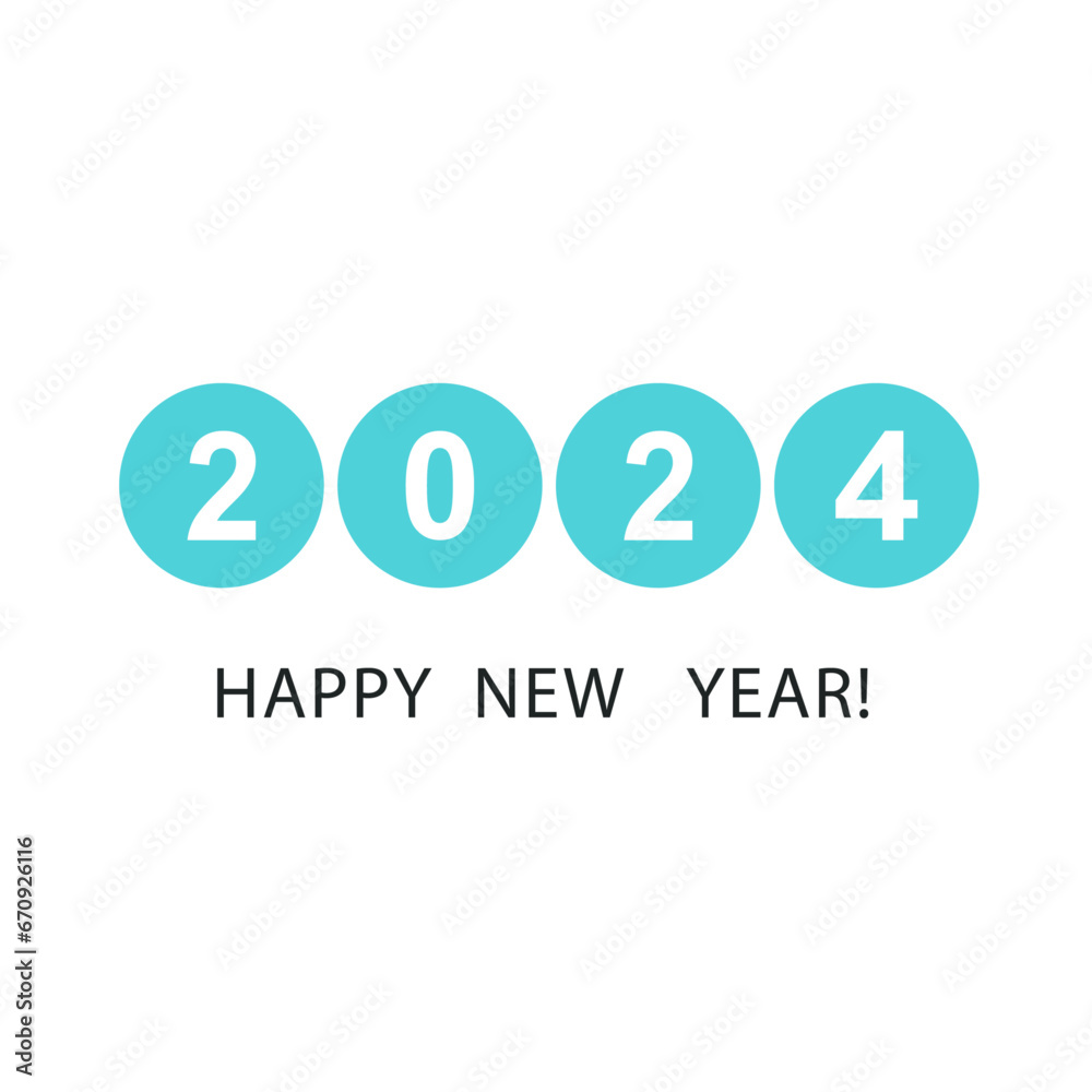 2024 Happy New Year Card vector blue minimalizm design 2024 Happy New Year Card vector blue minimalizm design