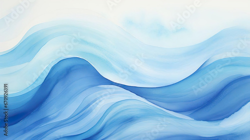 Wallpaper Mural Watercolor painting of a blue wave shape background Torontodigital.ca