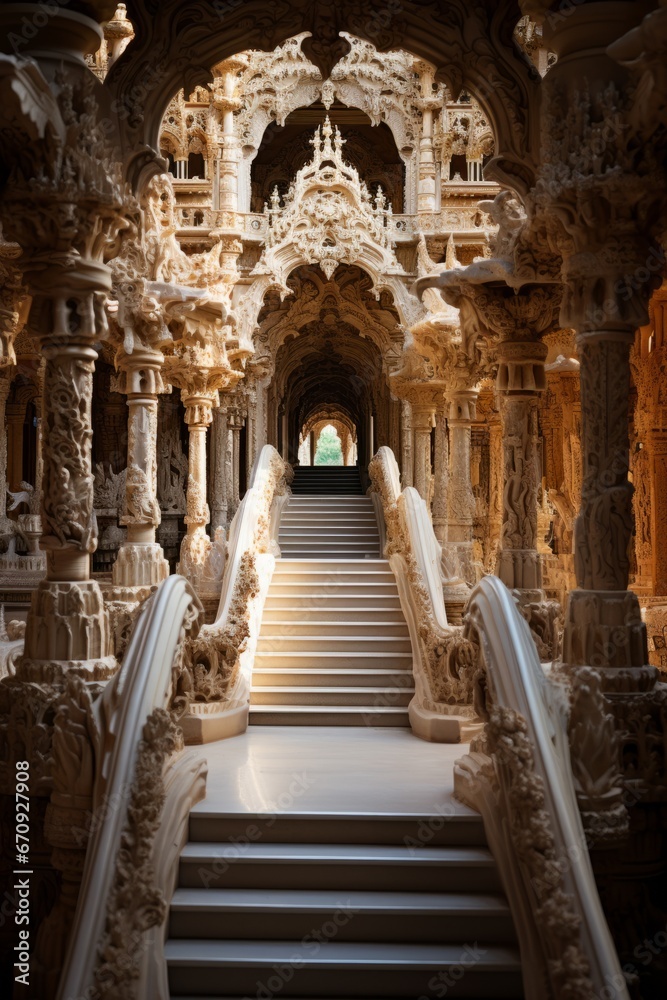 Intricate details of a Jain temple in Rajasthan, Generative AI