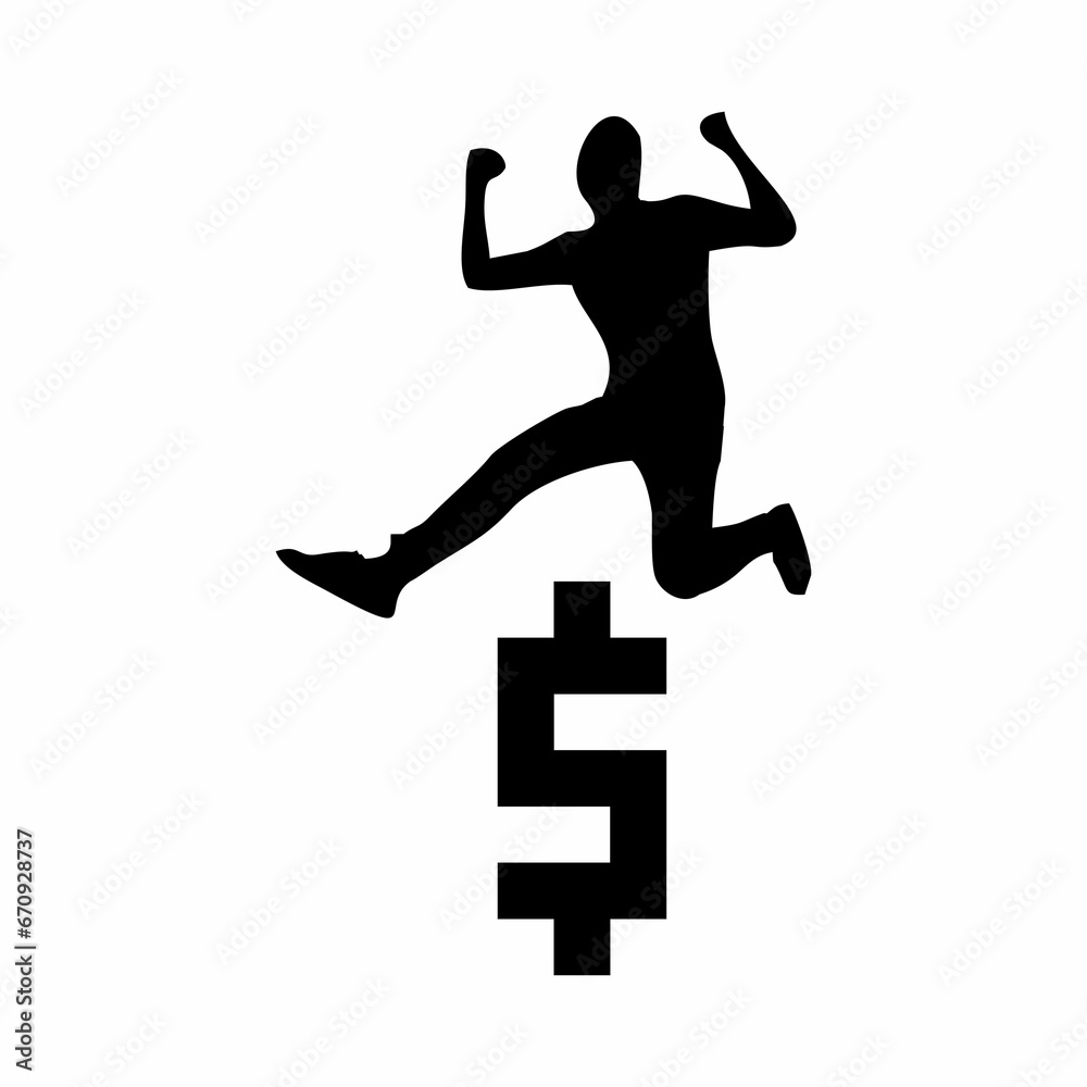dollar icon and business person silhouette dollar icon and business person silhouette