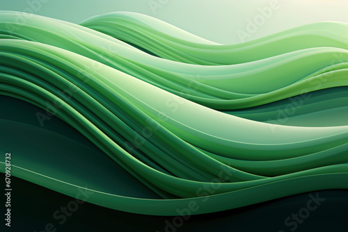 Green color strip wave paper. Abstract texture black background.