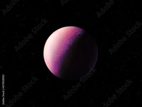 Mysterious exoplanet with a possible watery past. Beautiful Super-Earth in the depths of space. Planet in space, sci-fi background.