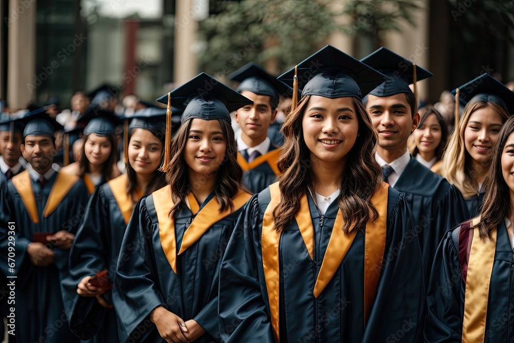 group of students in graduation cap group of students in graduation cap