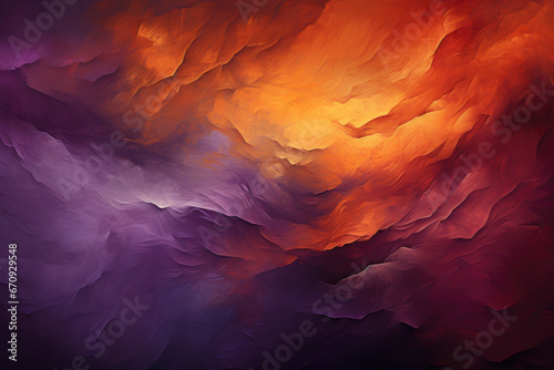 Painted background with dark orange brown purple abstract colors. photo