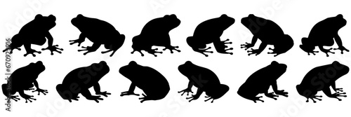 Frog silhouettes set, large pack of vector silhouette design, isolated white background