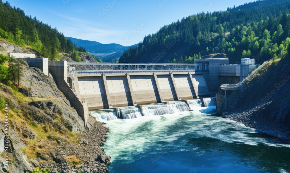 A Majestic River Dam Reflecting Nature's Power