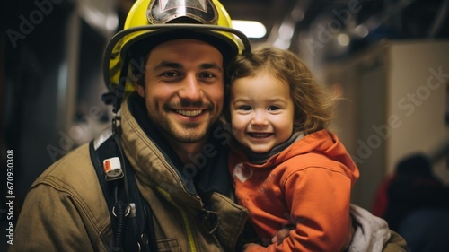 Firefighter father and child