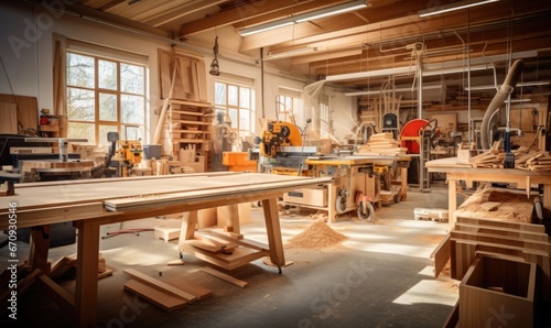 A Workshop Filled With a Variety of Woodworking Tools photo
