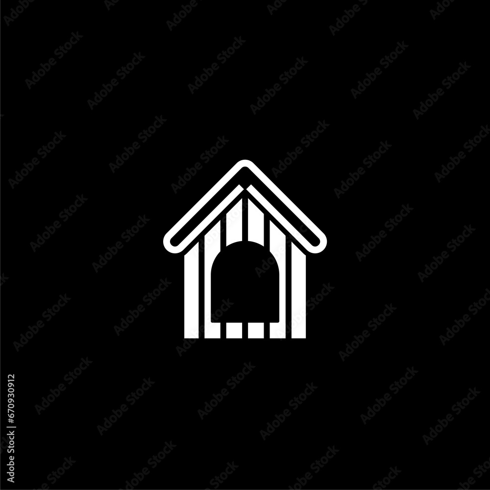 Dog house icon for web design isolated on black background Dog house icon for web design isolated on black background