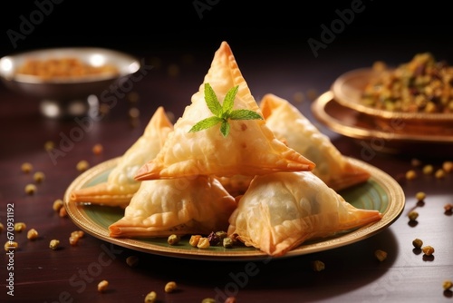 skewering samosa with a toothpick