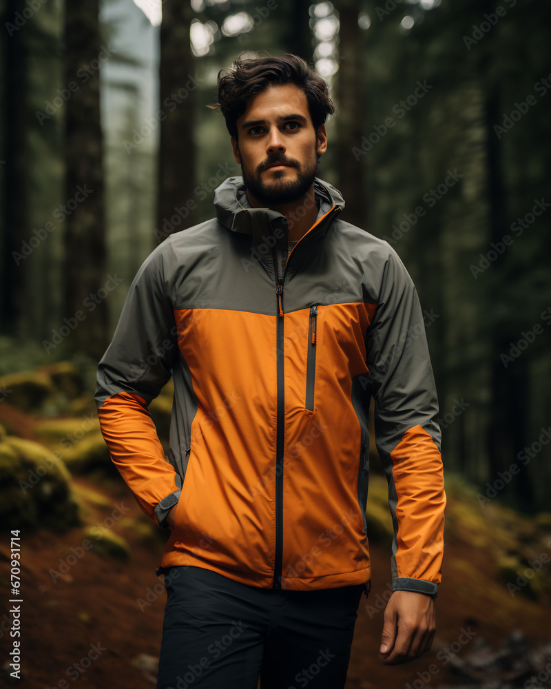 men wearing lightweight hiking jacket functional sleek