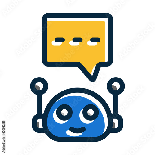 Chatbot Vector Thick Line Filled Dark Colors