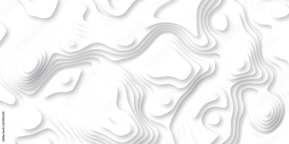 Abstract white paper cut background with lines. Background of the topographic map. White wave paper curved reliefs abstract background. Realistic papercut decoration textured with wavy layers. Abstract white paper cut background with lines. Background of the topographic map. White wave paper curved reliefs abstract background. Realistic papercut decoration textured with wavy layers.