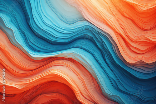 Abstract background with smooth lines in orange and blue colors.