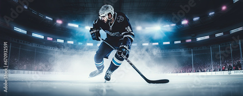 Obraz na płótnie ice hockey player ready to goal. copy space for text. w salonie