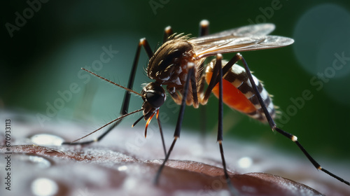  tiger mosquito biting a person's skin photo