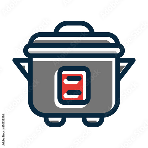 Crock Pot Vector Thick Line Filled Dark Colors