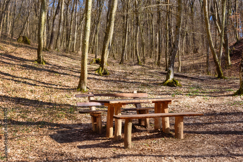 Lazin vir Picnic Area on mountain Fruska Gora, Serbia. Located in the central part of Fruska Gora, and one of the largest and most popular picnic areas. photo