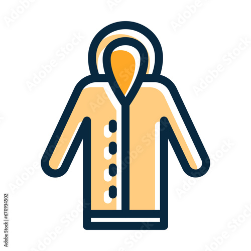 Long Coat Vector Thick Line Filled Dark Colors
