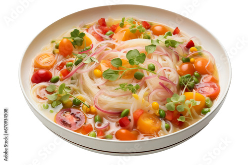 kaleidoscope noodle soup isolated on transparent background, Generative Ai