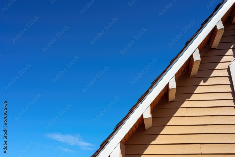 close-up of saltbox roof lines against clear blue sky close-up of saltbox roof lines against clear blue sky