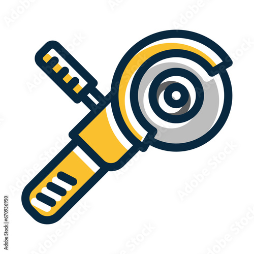 Angle Grinder Vector Thick Line Filled Dark Colors