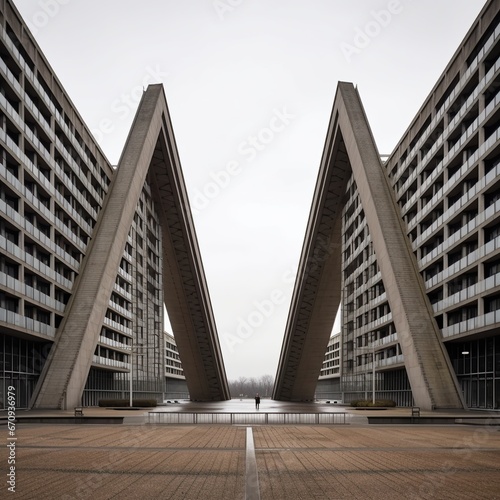 contemporary symmetrical city architecture - business center