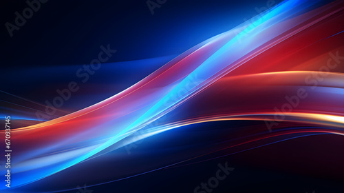 Modern abstract high-speed light effect. Abstract background with curved beams of light. Technology futuristic dynamic motion. Generative AI.
