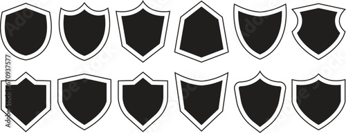 Abstract shield security vector icons. Collection of security shield, protection icon, defense icons, safety symbol vector illustration. Shield icons
