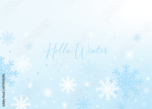 Abstract winter background with snowflakes and stars. 