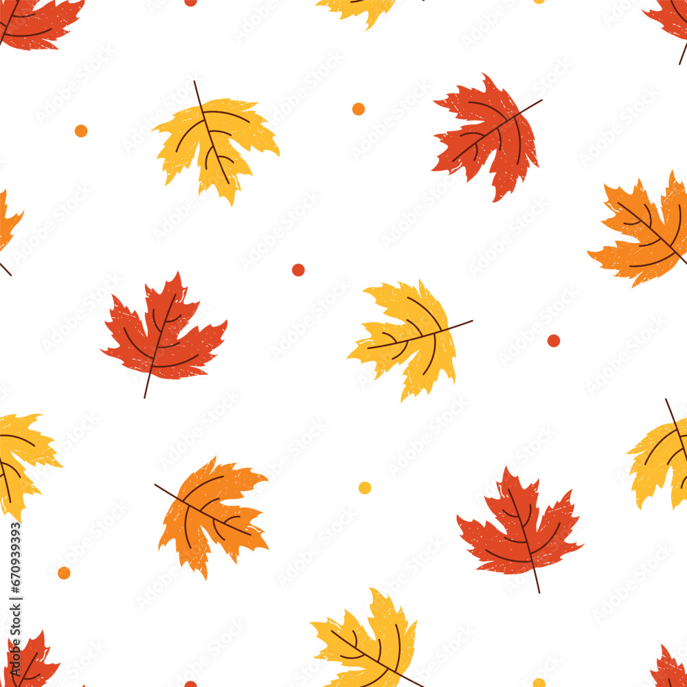 Seamless thanksgiving, colorful autumn, fall pattern, background with maple leaves. Vector Illustration Seamless thanksgiving, colorful autumn, fall pattern, background with maple leaves. Vector Illustration