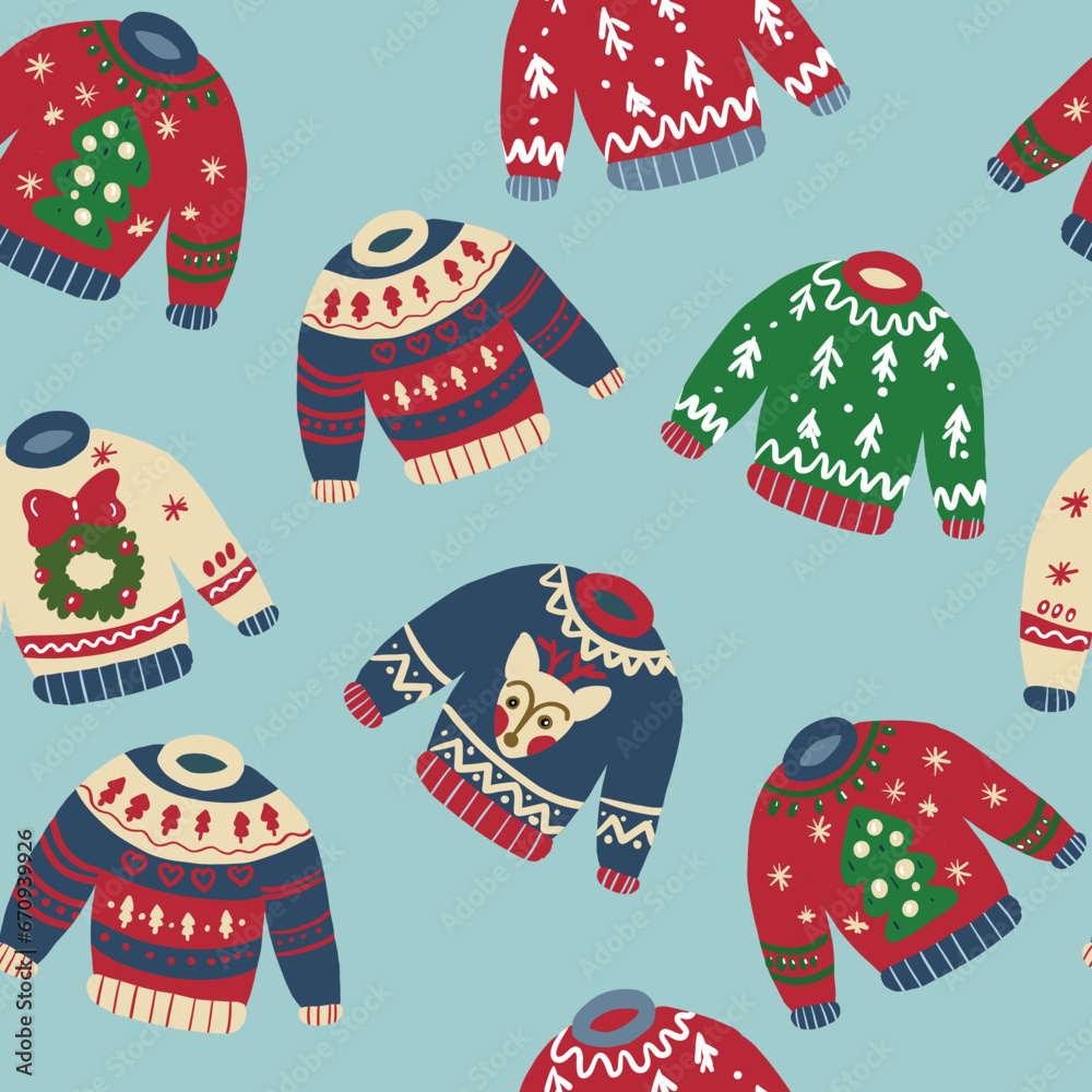 Christmas pattern with ugly sweaters