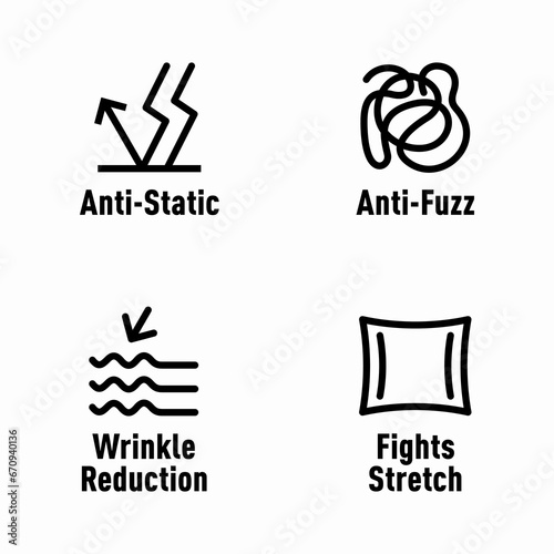 Anti-static anti-fuzz wrinkle reduction fights stretch vector information sign