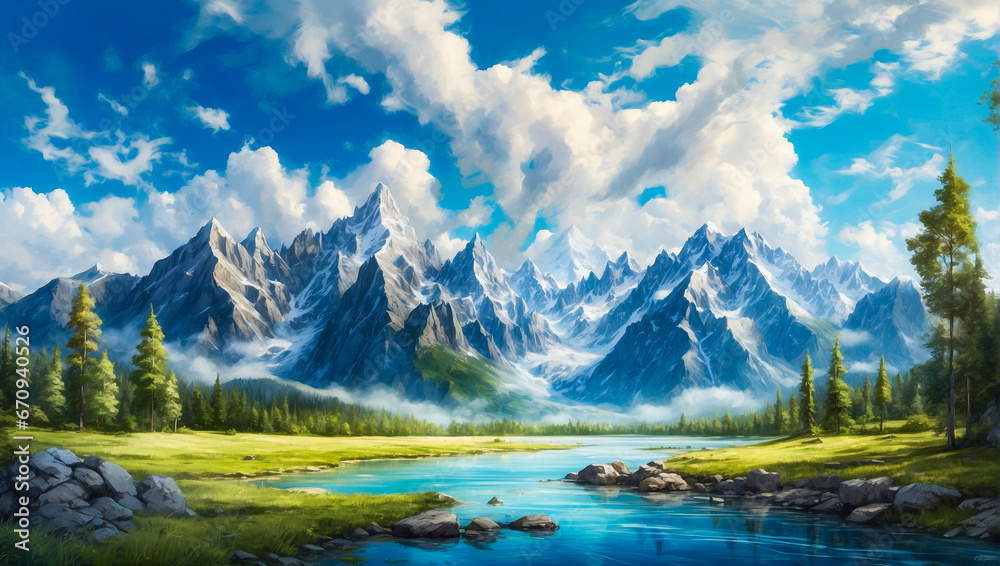 illustration of mountain landscape