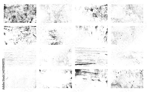 16 Grunge grainy backgrounds collection. Nine dirty distressed overlay textures set. Dirty black and white backdrop. Aging creative design element. Aged messy template. vector.