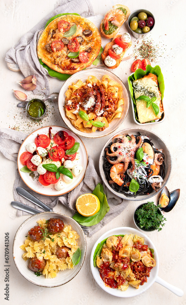 Traditional italian cuisine concept. Mideterranean diet high appein vitamin and antioxidants. Traditional italian cuisine concept. Mideterranean diet high appein vitamin and antioxidants.