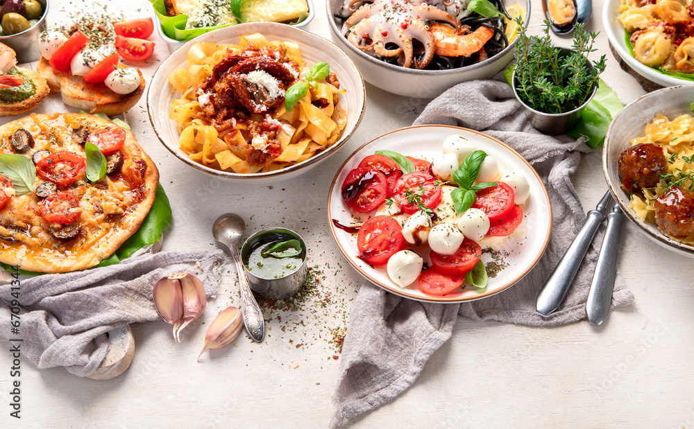 Traditional italian cuisine concept. Mideterranean diet high appein vitamin and antioxidants. Traditional italian cuisine concept. Mideterranean diet high appein vitamin and antioxidants.