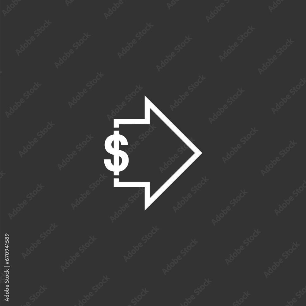Dollar arrow icon .Growth or Increase price sign isolated on black Dollar arrow icon .Growth or Increase price sign isolated on black
